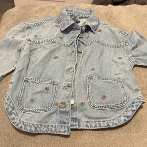 GAP Light Blue Denim Jacket with Fruit Embroidery